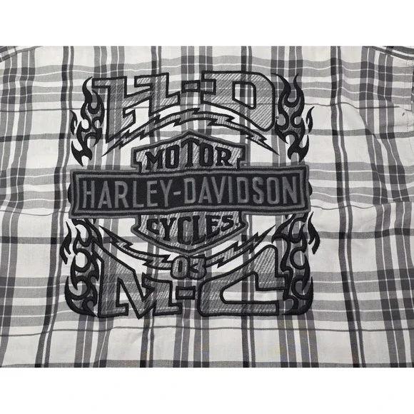 Harley Davidson Mens Size L Embroidered Short Sleeve Button Down Shirt‎ - Picture 5 of 12